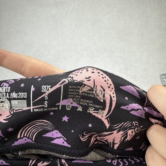 Lab MFG Shorts Womens Small 6 Black Pink Purple Unicorn Rainbow Yoga Compression - Picture 2 of 12